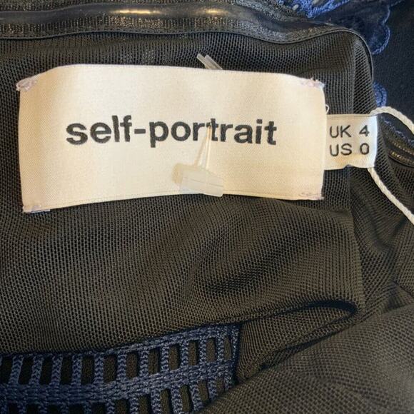 Self-Portrait Angelique Frilled Split Front Sculptured Midi Dress Women's Size 0 - Picture 8 of 10